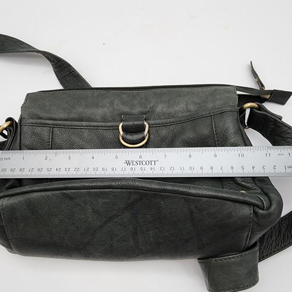 Great American Leather Works Green Leather Handbag Crossbody Shoulder Bag Grunge - Picture 11 of 12
